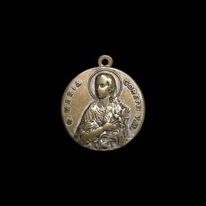 St Maria Goretti Vintage Dimensional Medal with Miraculous Medal Back 1" Wide